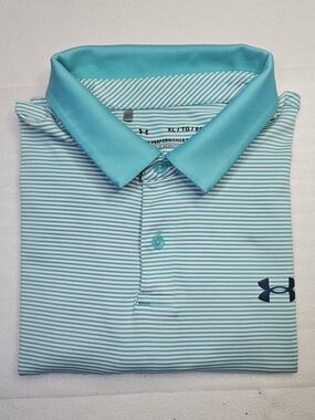 Under Armour Men’s Aqua/Turquoise Striped Performance Polo